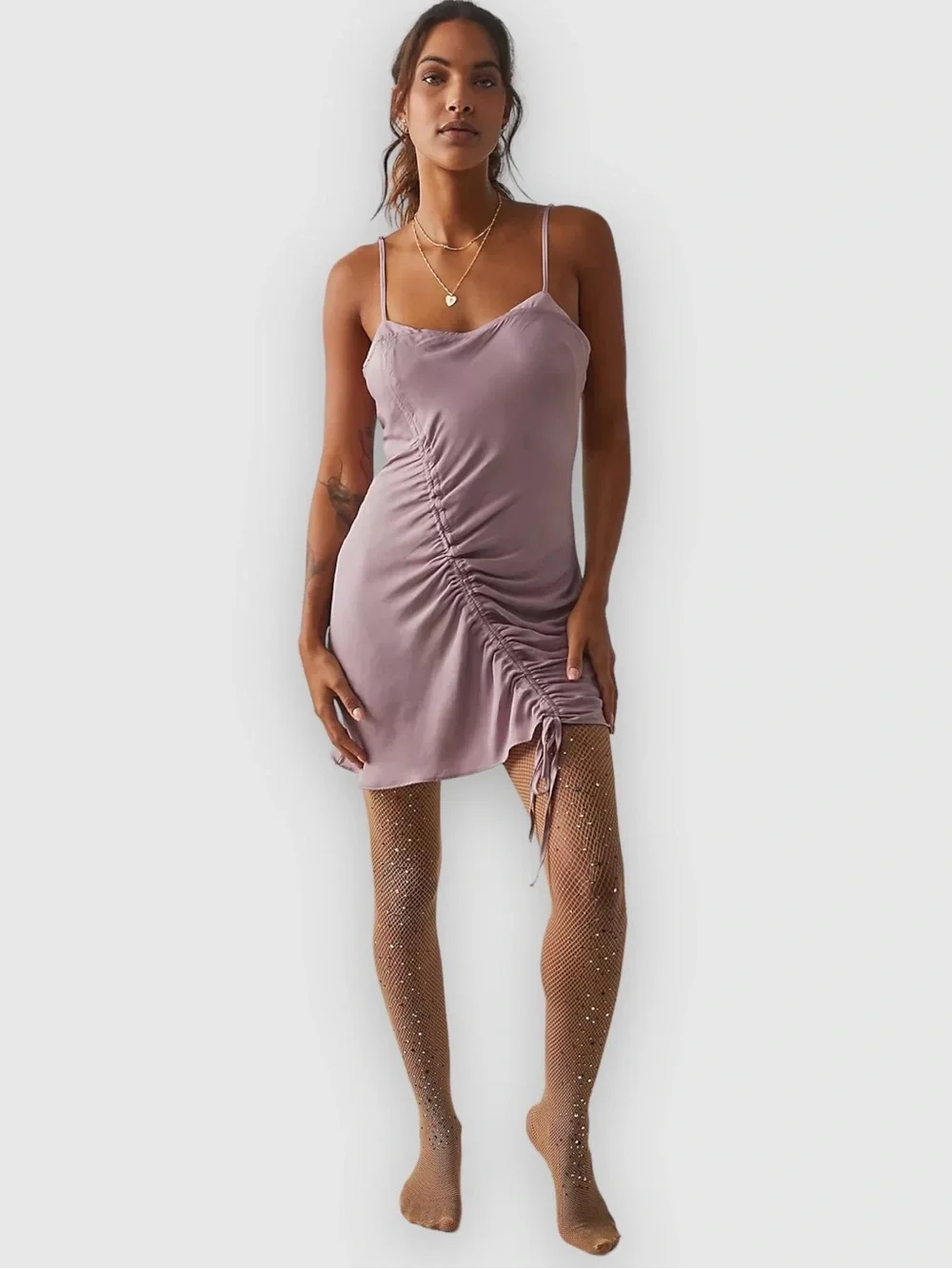 Free People Be My Mini Slip Dress in Dusty Pink